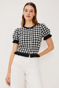 Lora Top Black White Gingham - JoeyRae