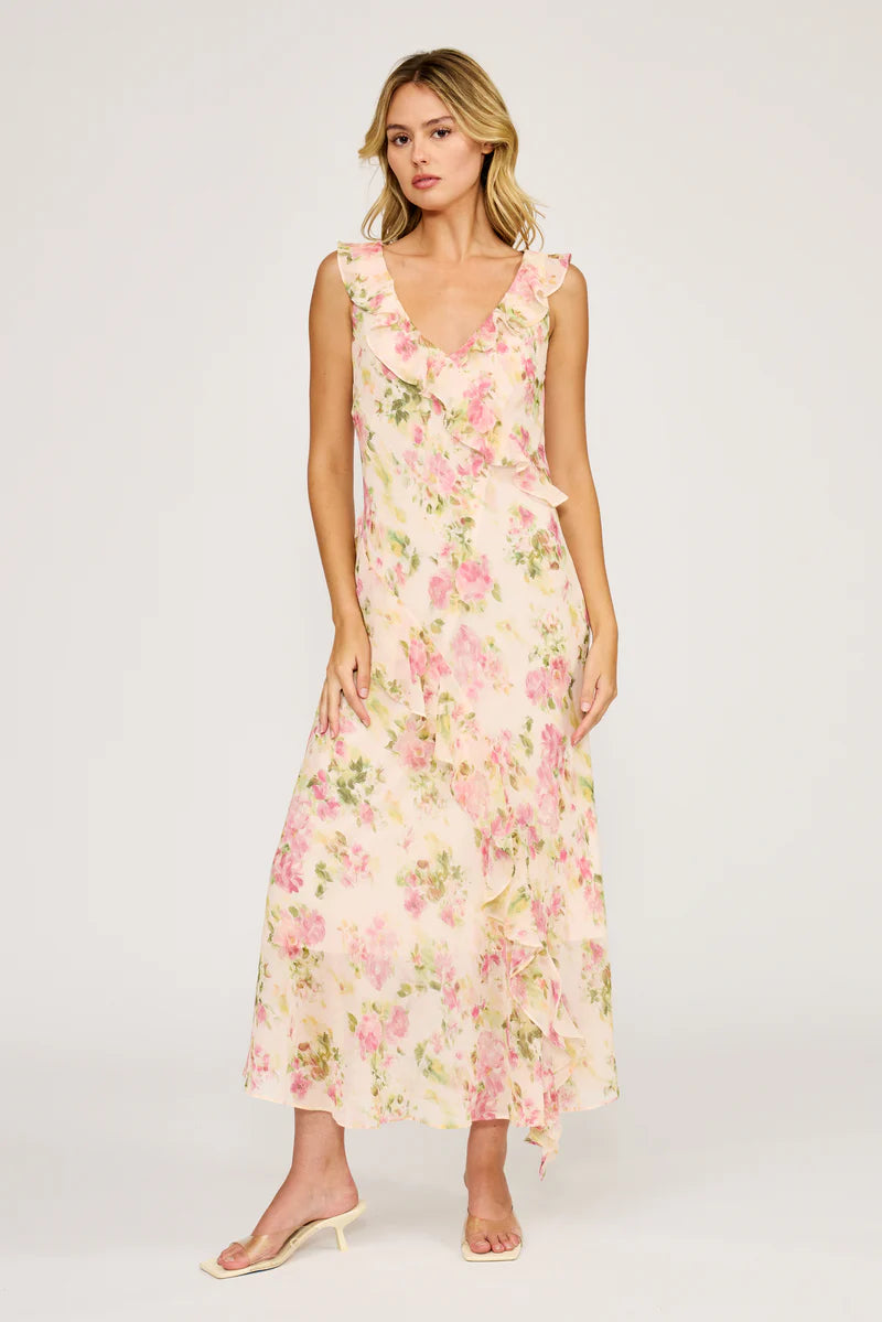 Pink Floral Stella Ruffle Dress - JoeyRae