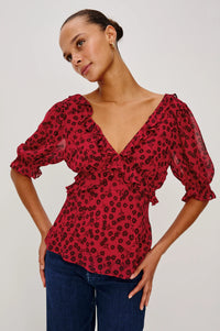 Miramar Top Carmine Daisies
