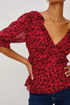 Miramar Top Carmine Daisies
