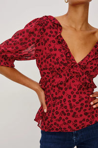 Miramar Top Carmine Daisies