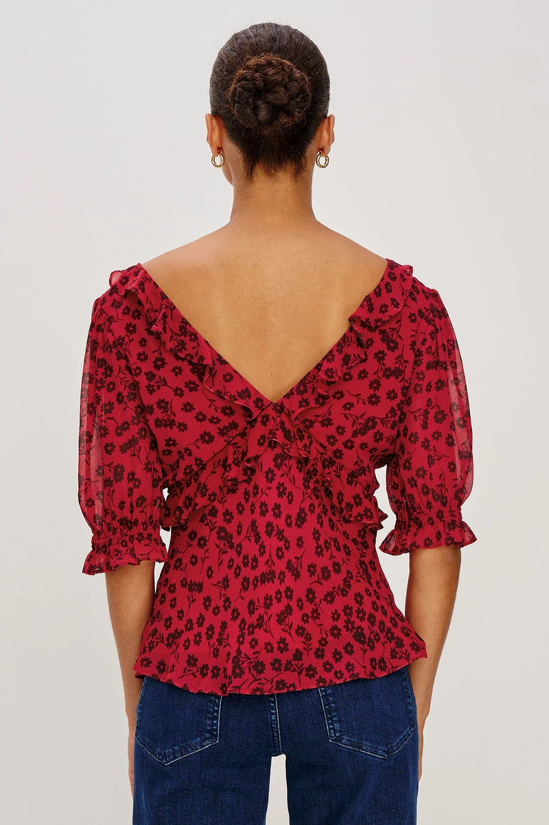 Miramar Top Carmine Daisies