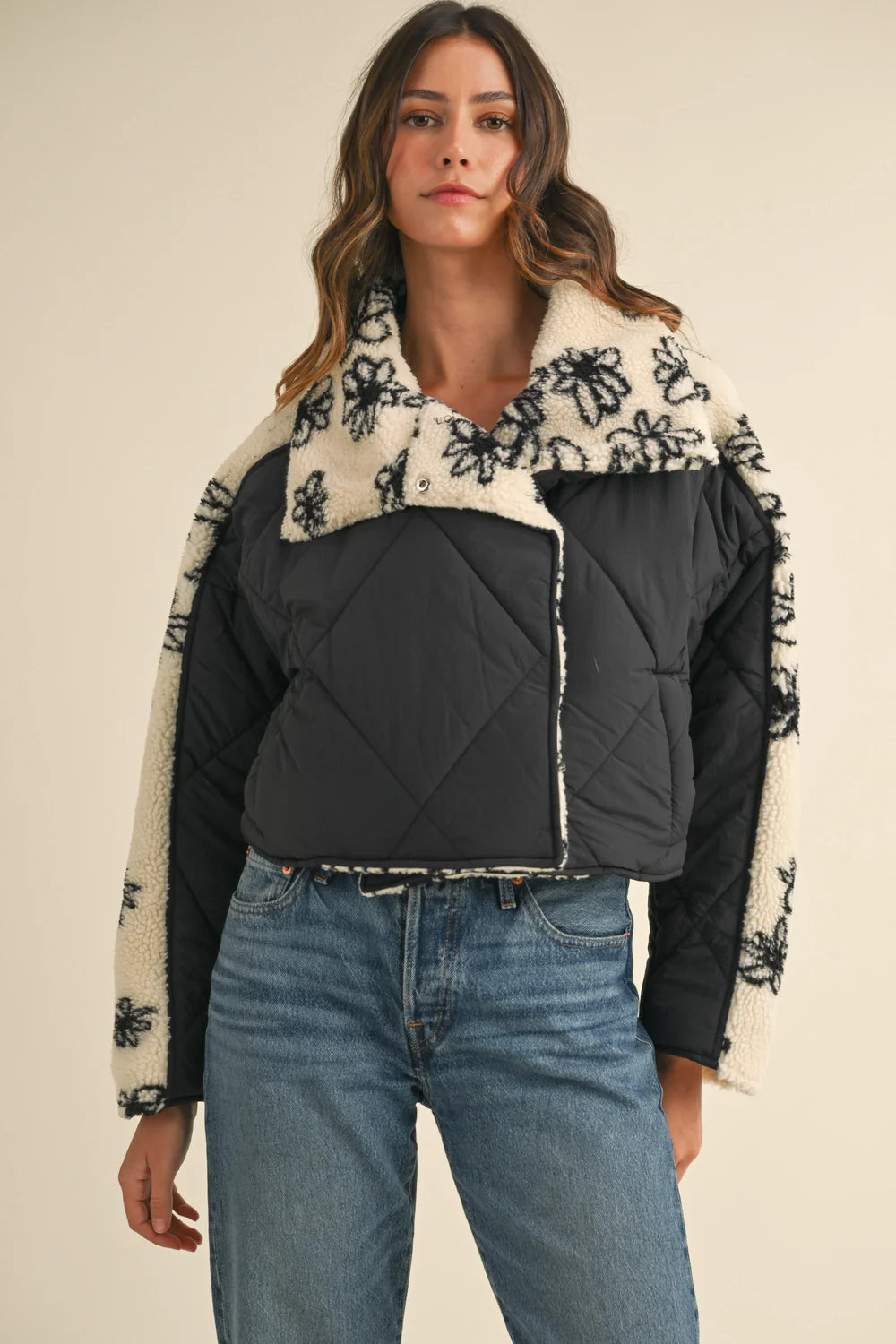 Selma Quilted Fluffy Shearling Jacket - JoeyRae