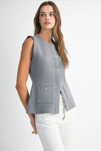 Crystal Button Sweater Vest - JoeyRae