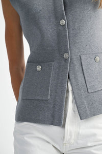 Crystal Button Sweater Vest - JoeyRae
