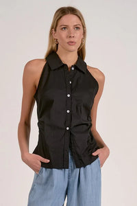 Sleeveless Collared Top - JoeyRae
