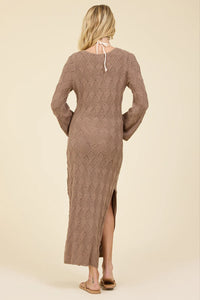 Plunge Diamond Knit Maxi Dress - JoeyRae