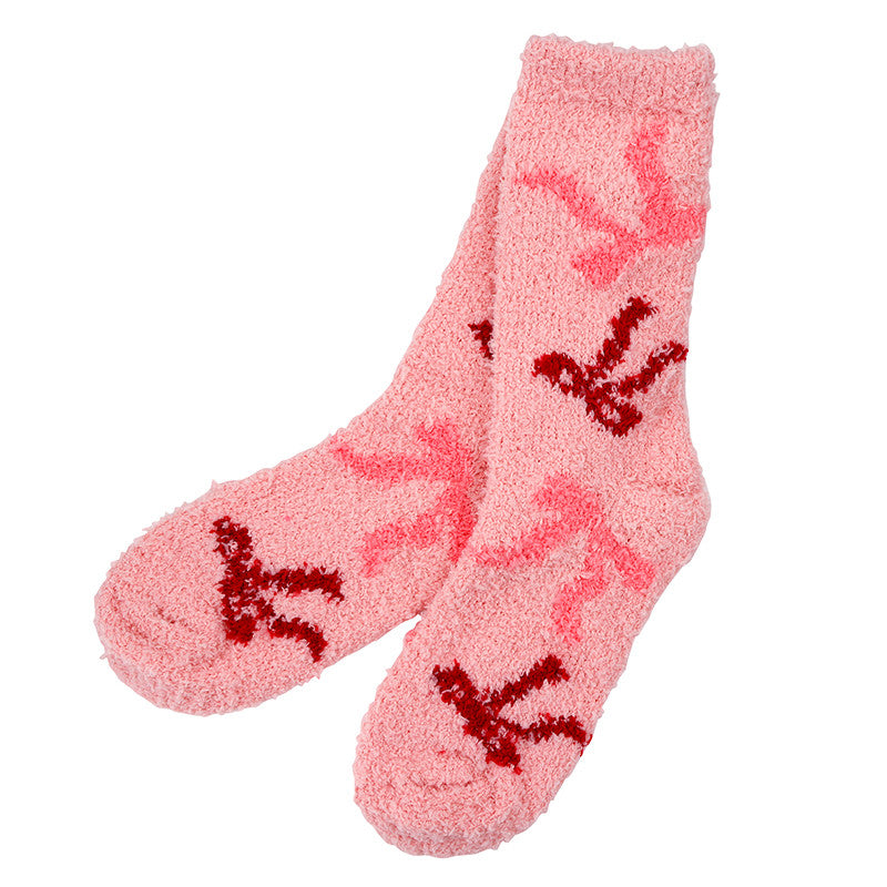 Pink & Red Bow Cozy Sock Ornament