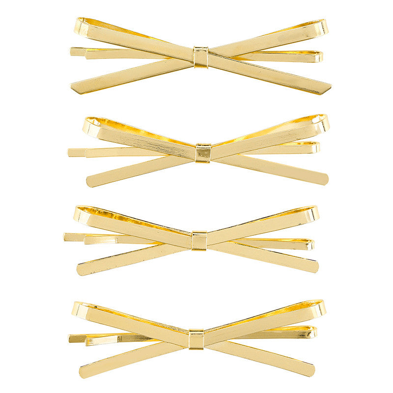 Flat Gold Bows Hair Pins