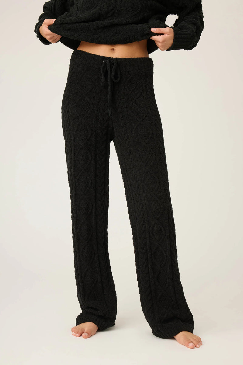 Chenille Cable Knit Open Leg Pants - JoeyRae