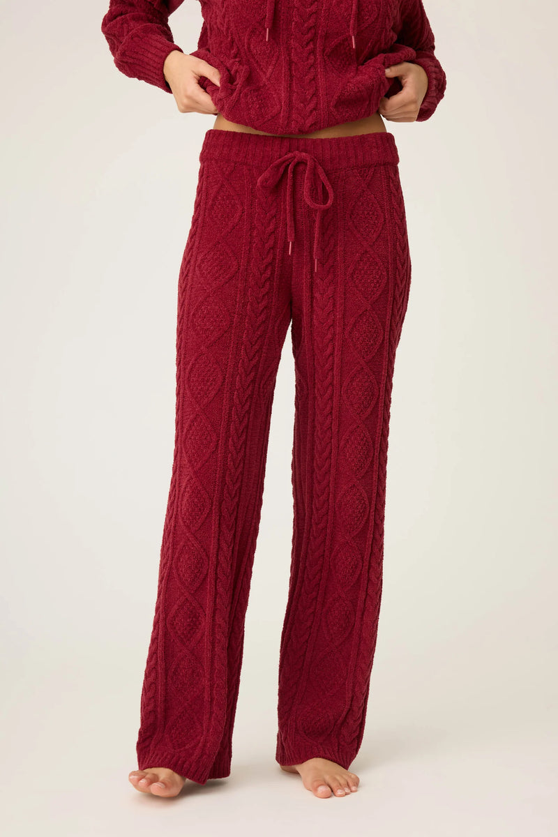 Chenille Cable Knit Open Leg Pants - JoeyRae