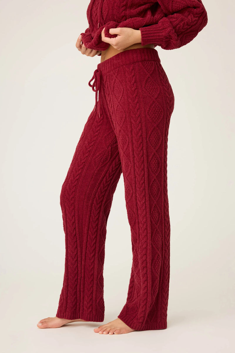 Chenille Cable Knit Open Leg Pants - JoeyRae