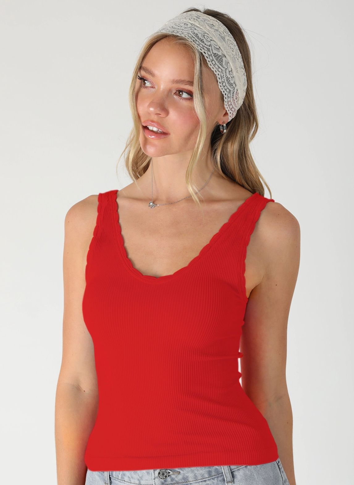 Reversible Scallop Edge Tank Top