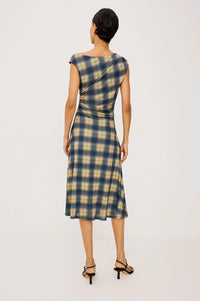 Sorra Dress Navy Sage Plaid