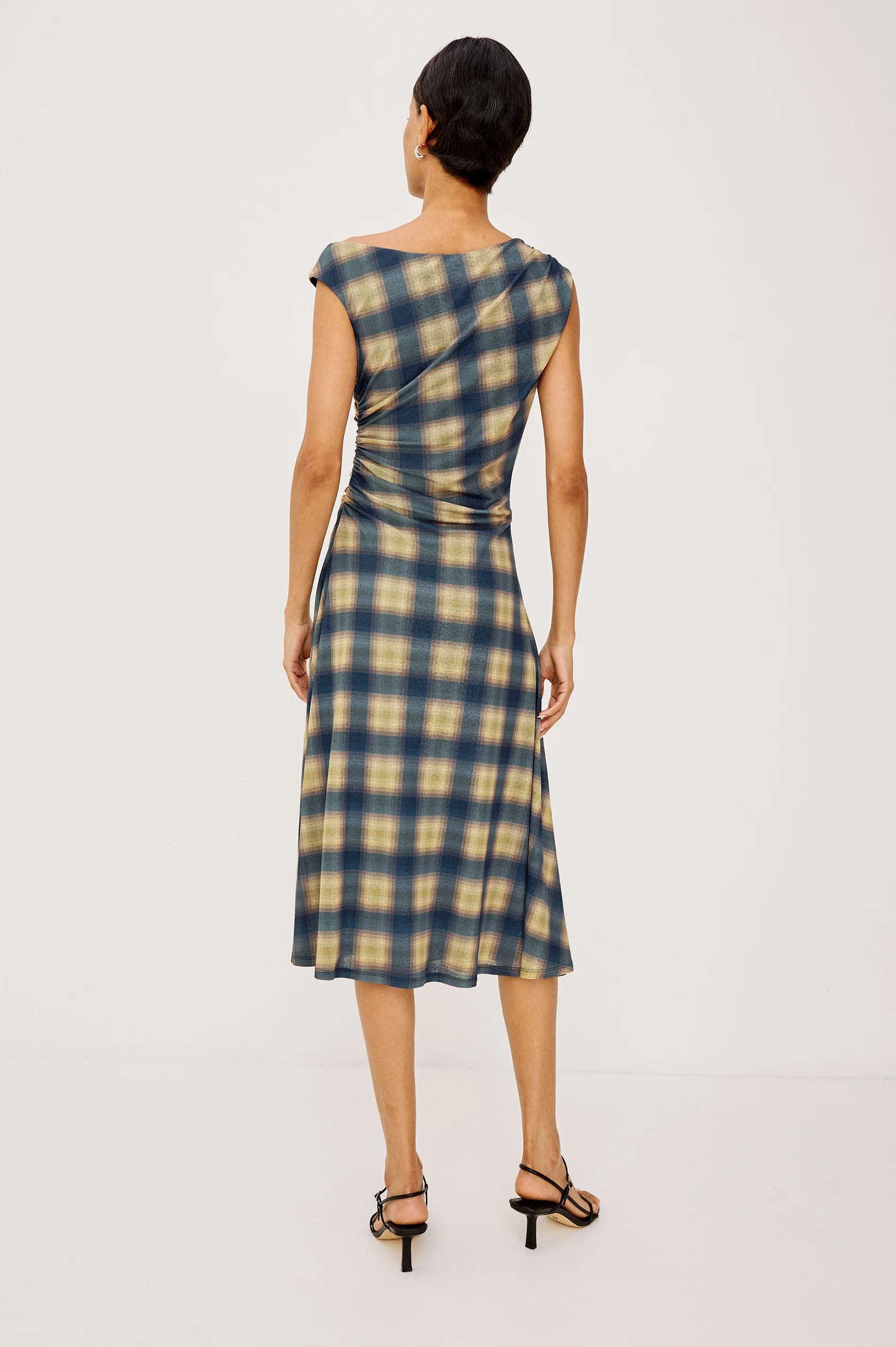 Sorra Dress Navy Sage Plaid
