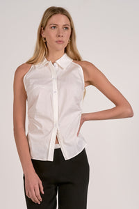 Sleeveless Collared Top - JoeyRae