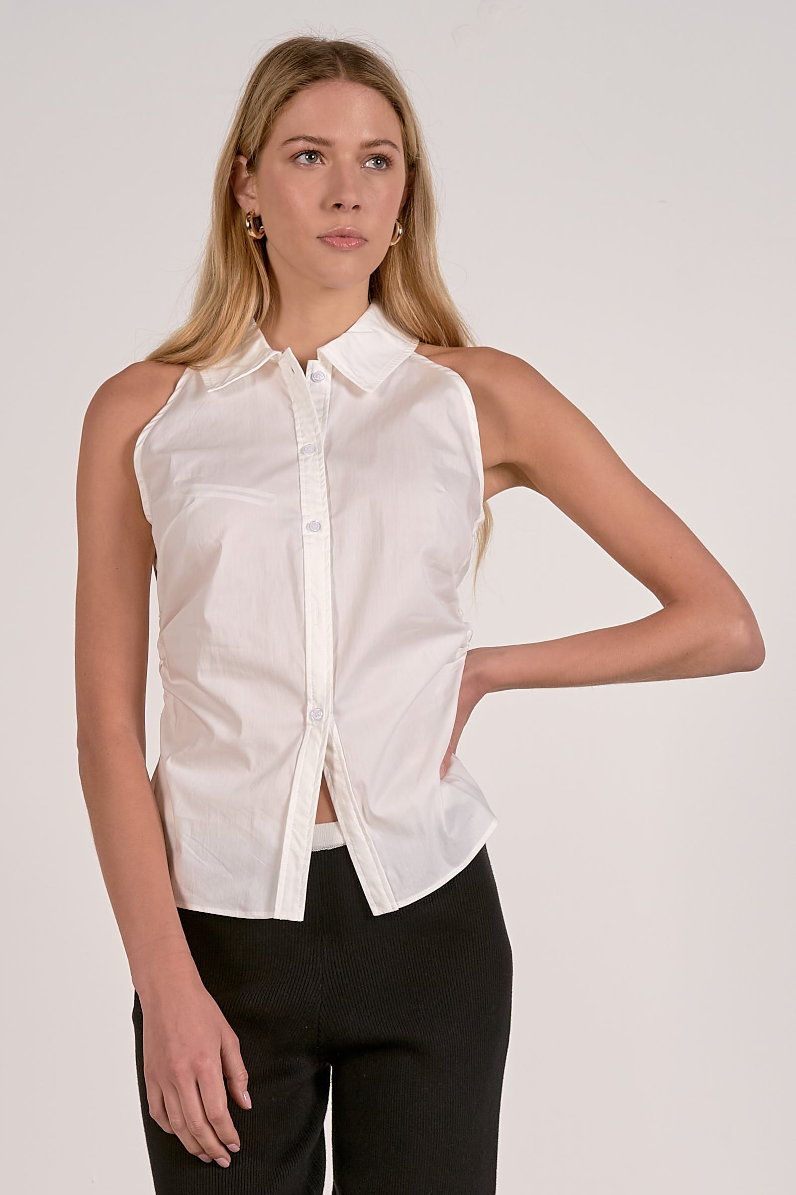 Sleeveless Collared Top - JoeyRae