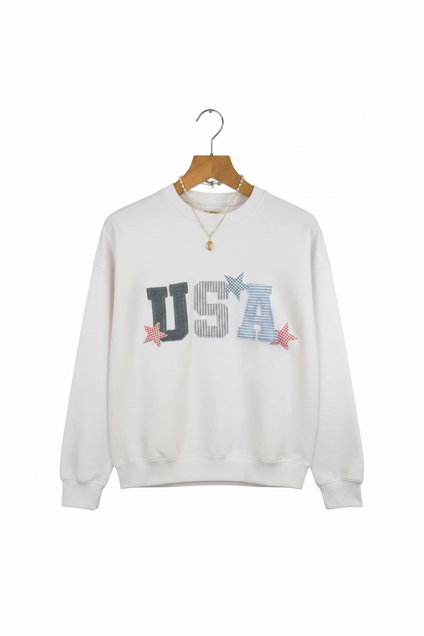 USA Crewneck Applique Sweatshirt - JoeyRae