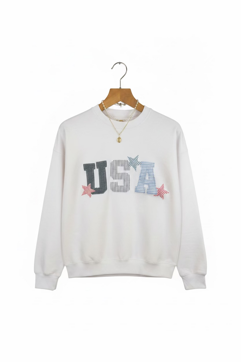 USA Crewneck Applique Sweatshirt - JoeyRae