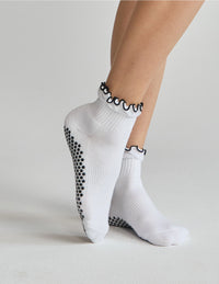 The Ruffle Grip Sock White