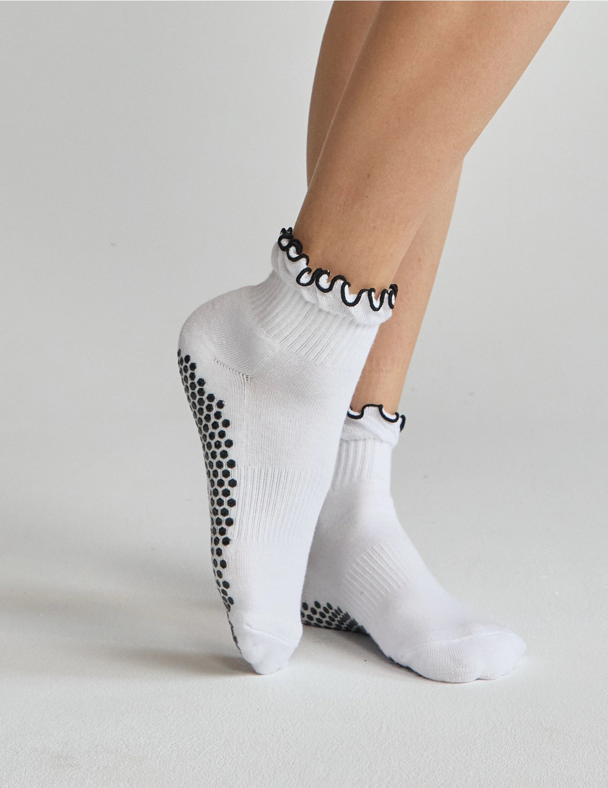 The Ruffle Grip Sock White
