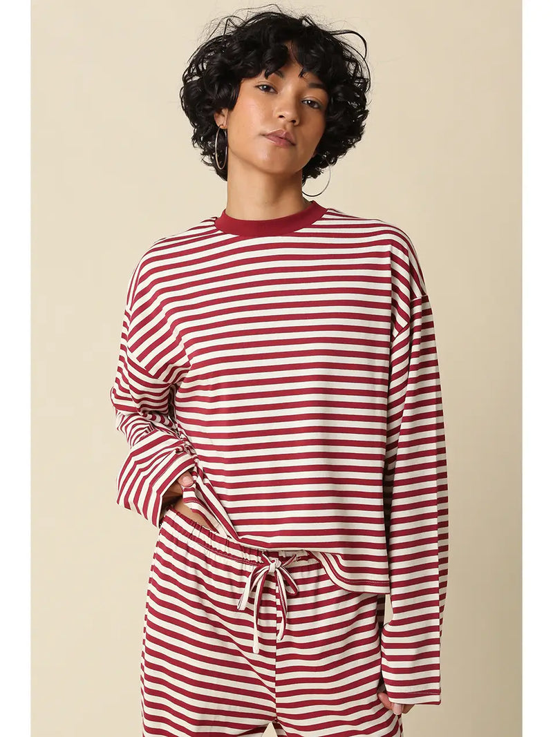 Sadie Stripe Lounge Top - JoeyRae