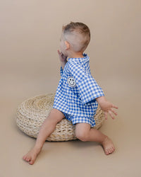 Blue Gingham Shorts Set