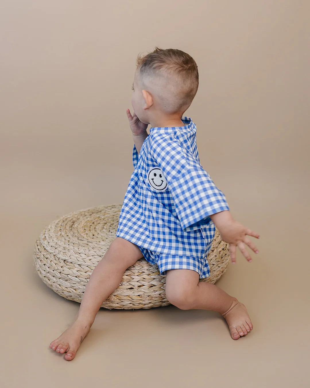 Blue Gingham Shorts Set