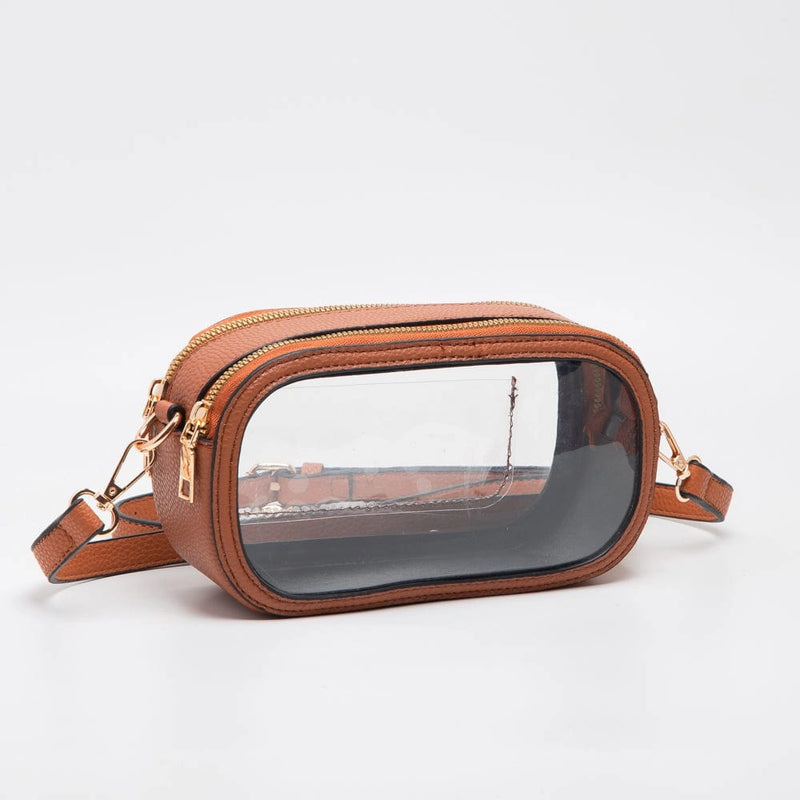 Double Zipper Oval Clear Purse - JoeyRae