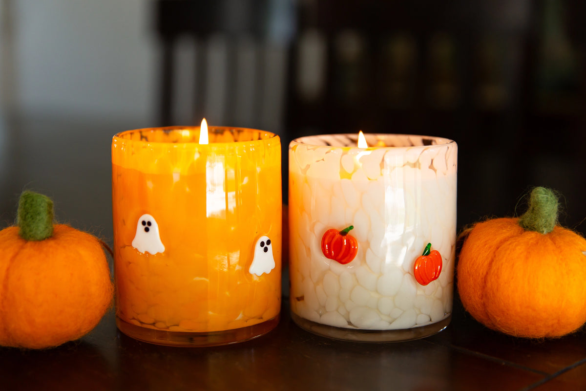 Candy Corn Ghost Icon Confetti Candle - JoeyRae