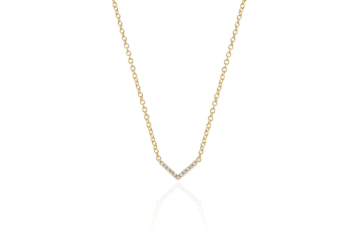 Mini Diamond Chevron Necklace - JoeyRae