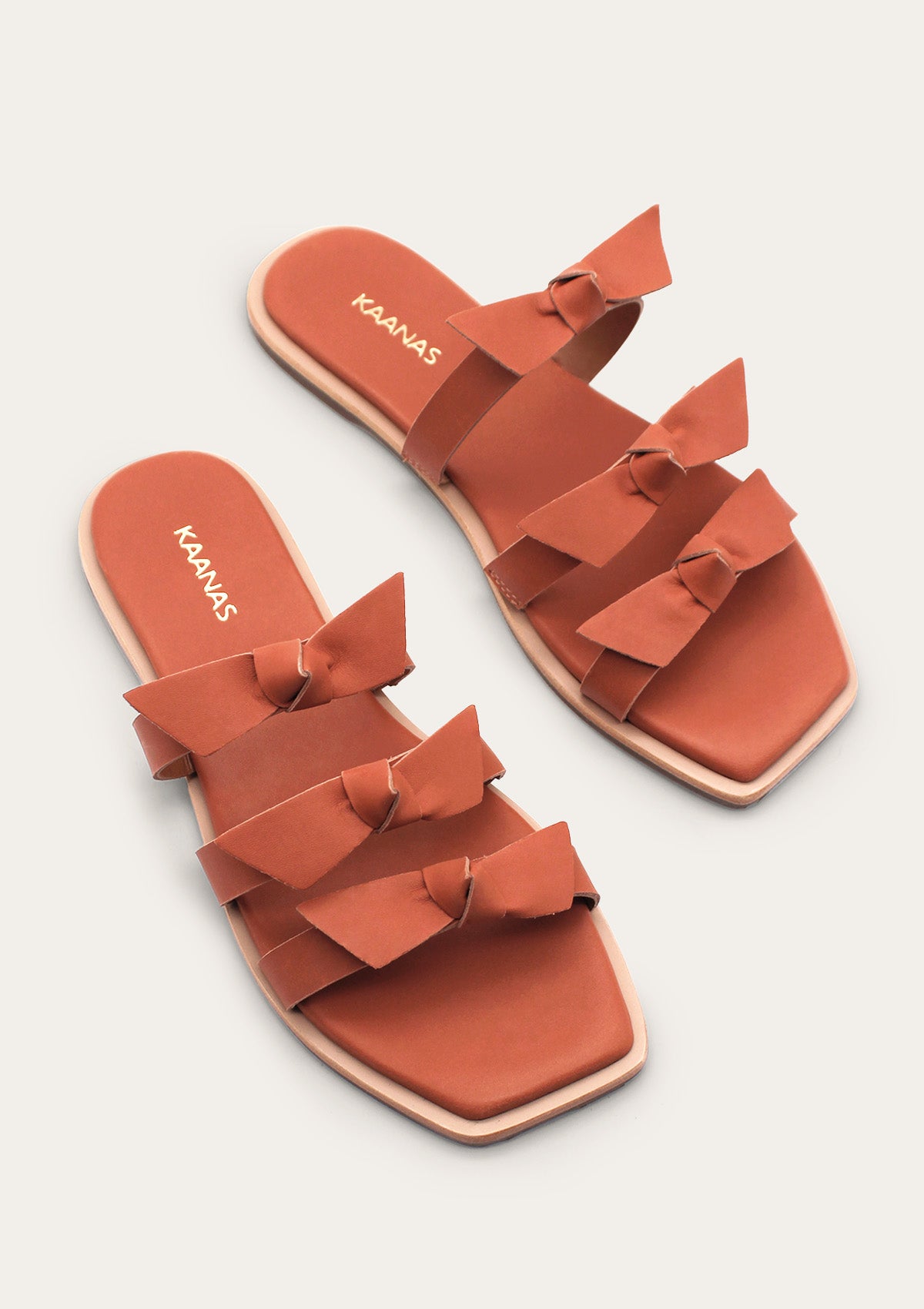 Recife Bow Leather Slide Brick - JoeyRae