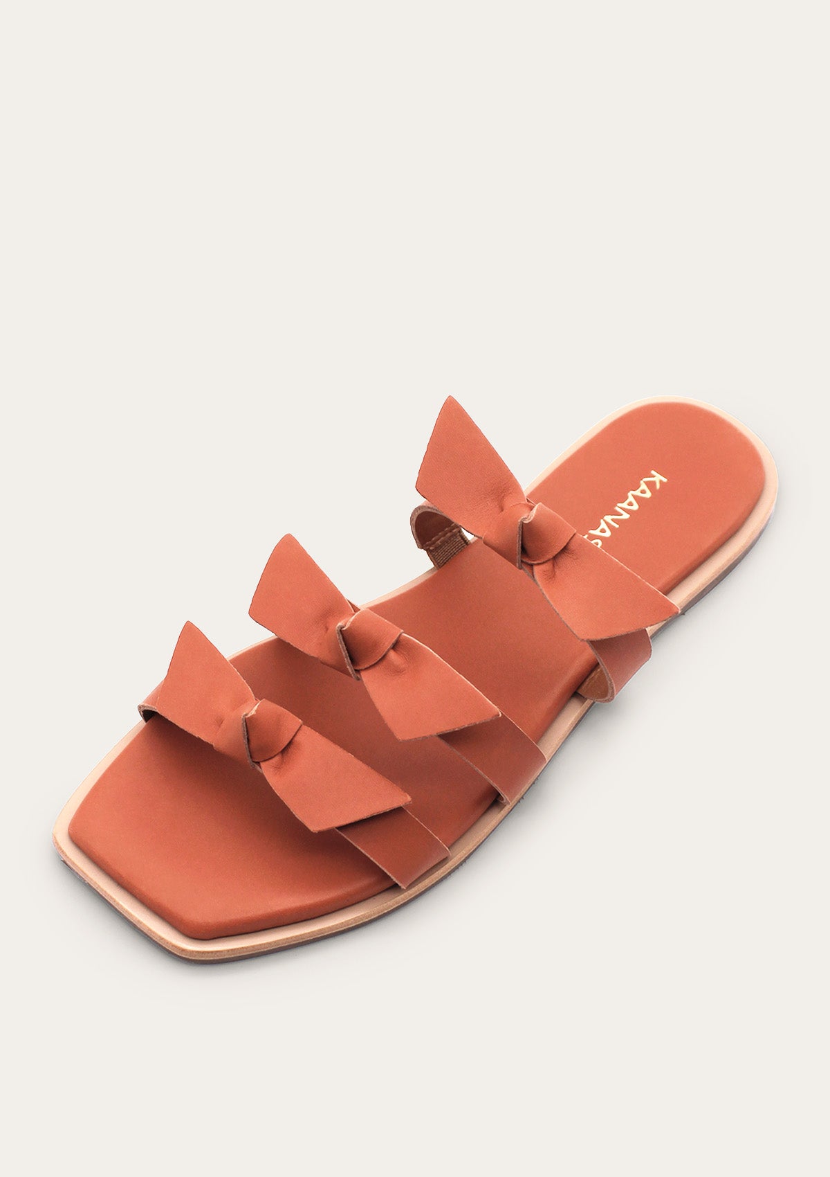 Recife Bow Leather Slide Brick - JoeyRae