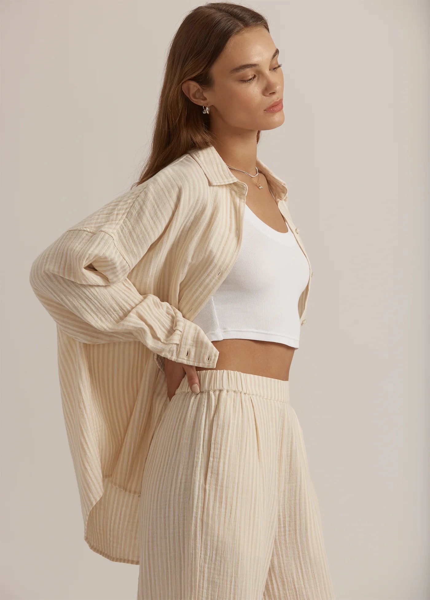 The Ex-Boyfriend Shirt Sand Stripe - JoeyRae