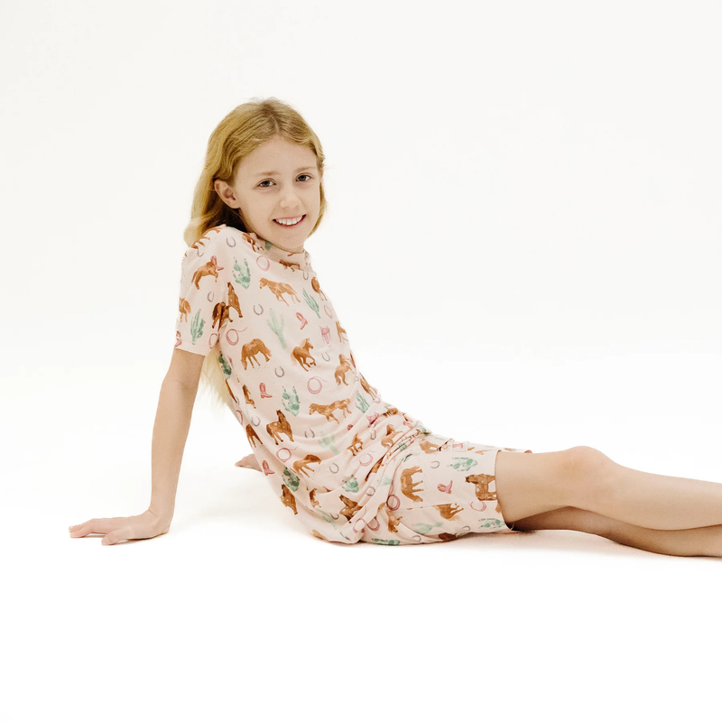 Short Lounge Set Pink Western Horses
