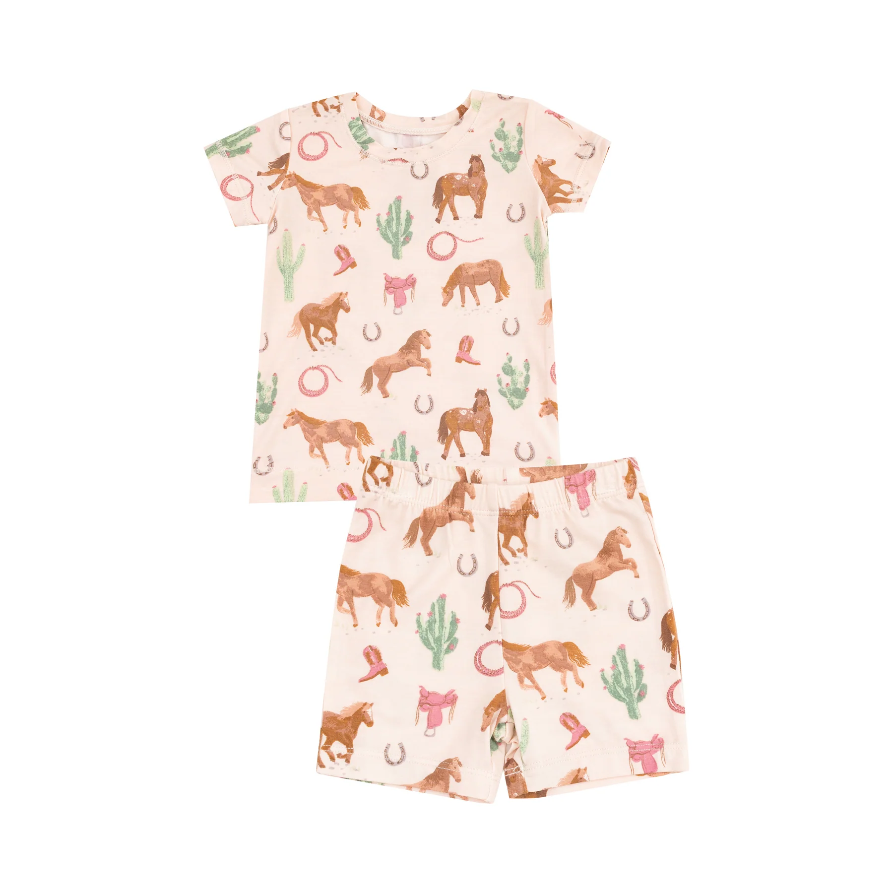 Short Lounge Set Pink Western Horses
