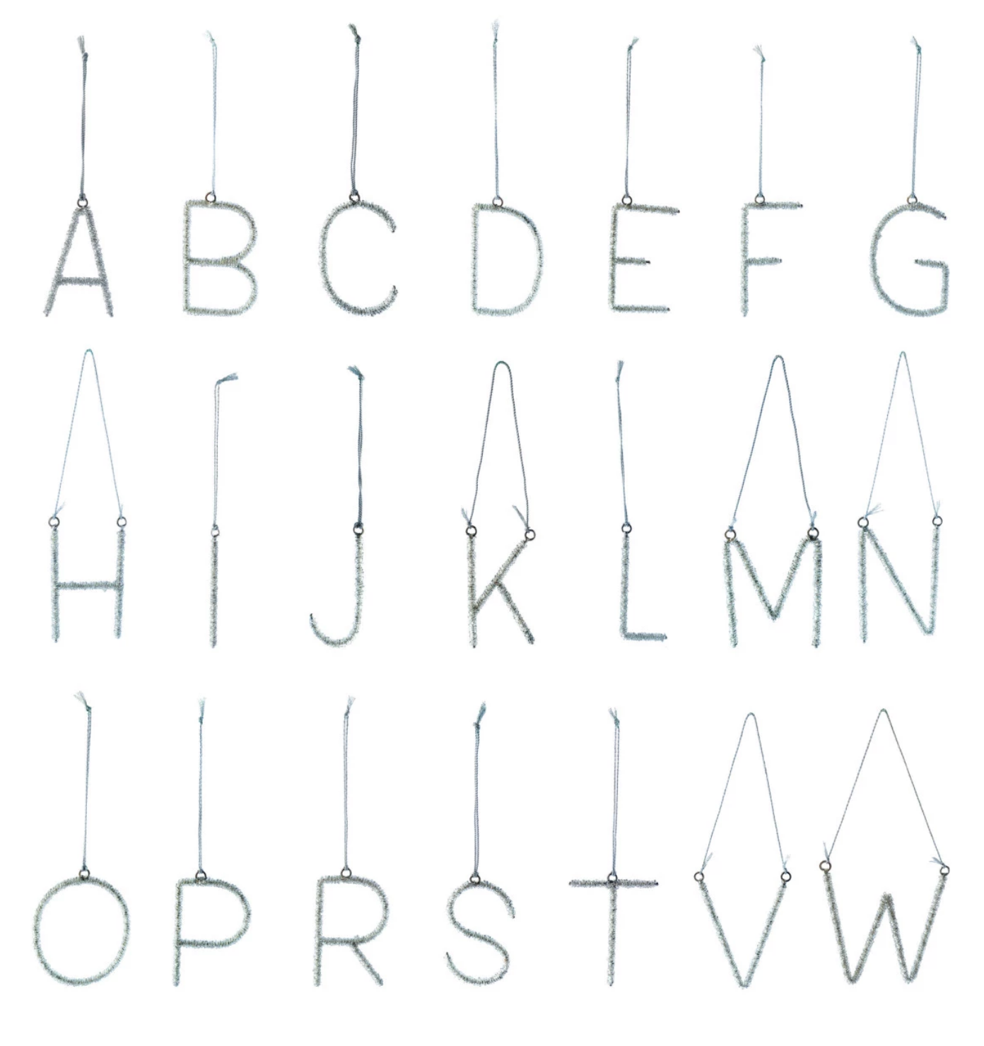 Sliver Beaded Metal Alphabet Ornament