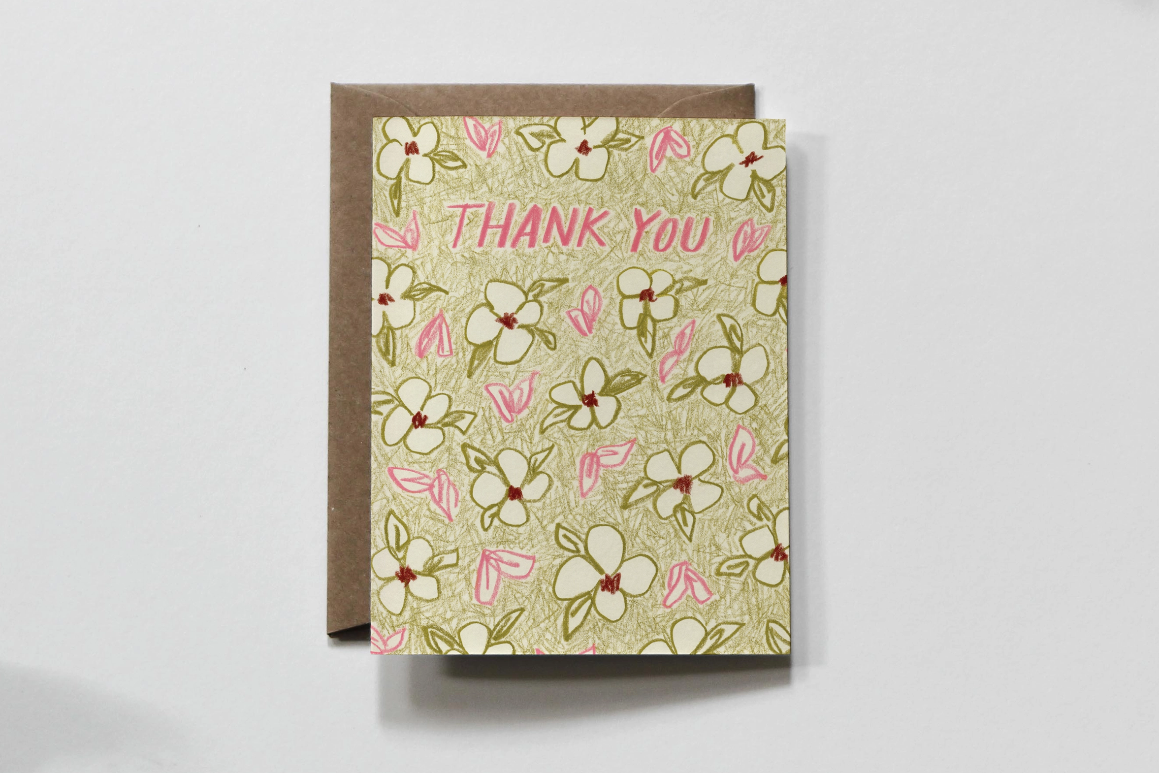 Green Floral Thank You Greeting Card
