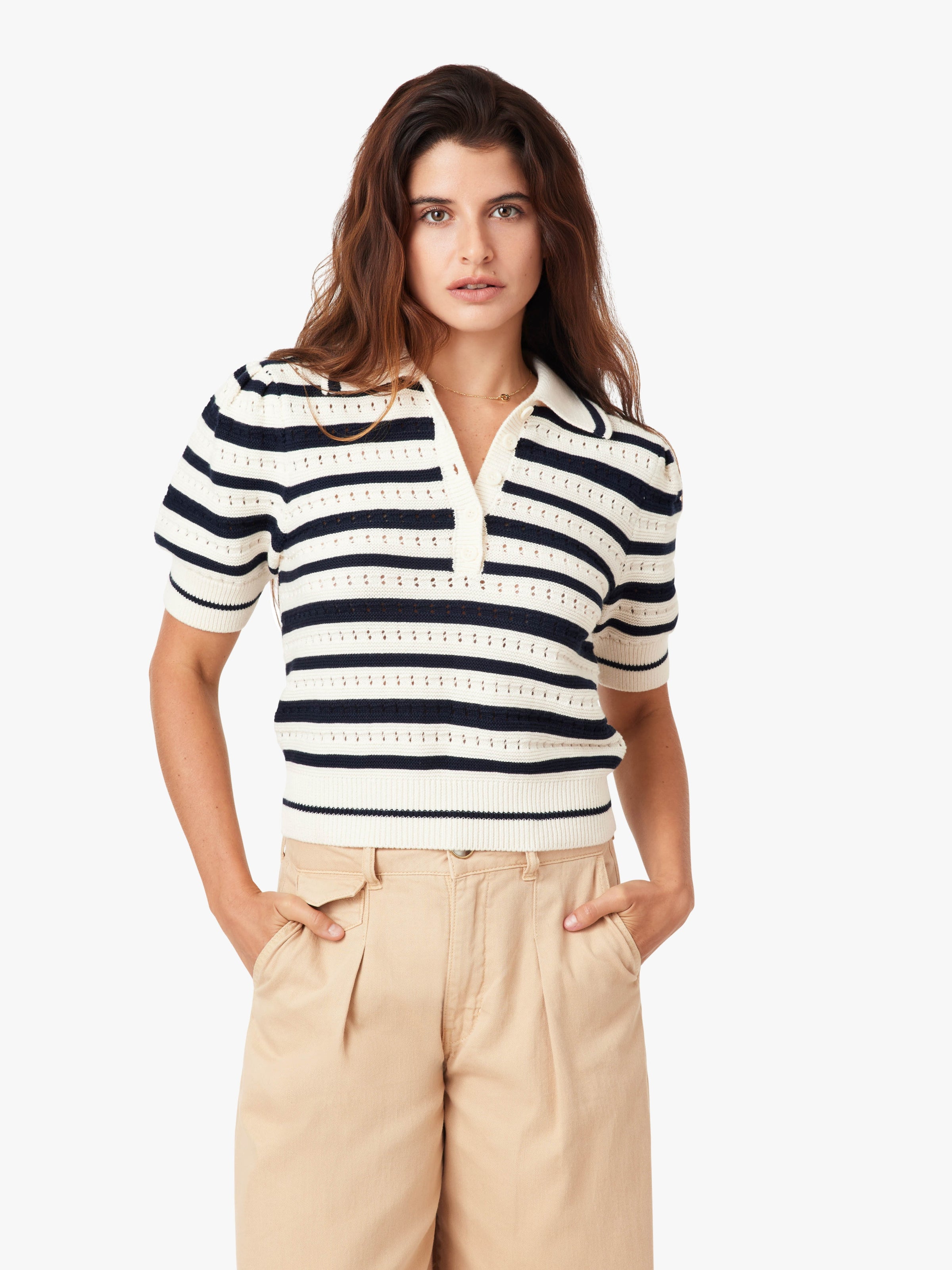 Striped Polo Sweater - JoeyRae