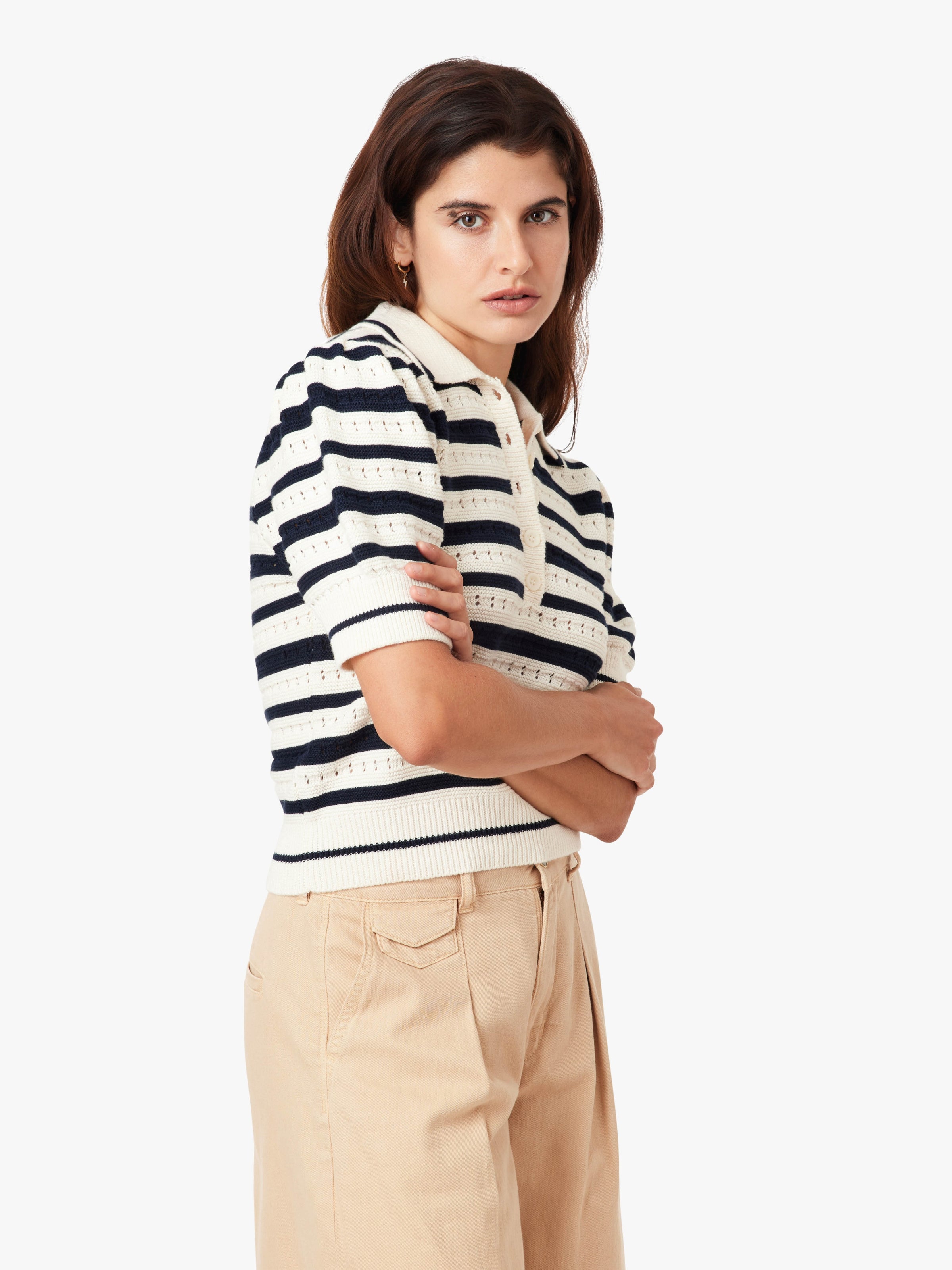 Striped Polo Sweater - JoeyRae