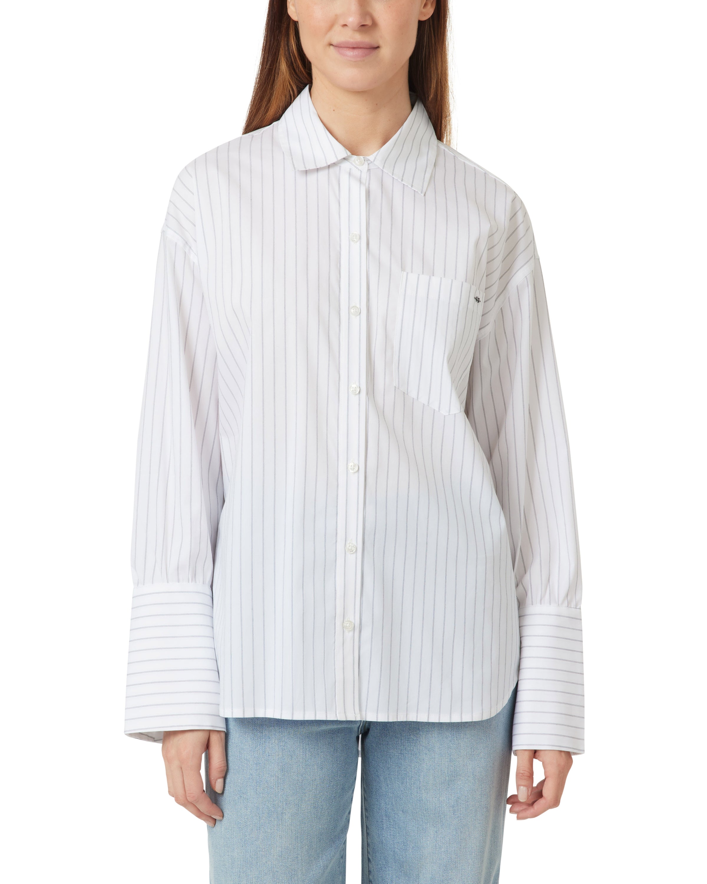Oversize Stripe Poplin Button-Up Shirt - JoeyRae