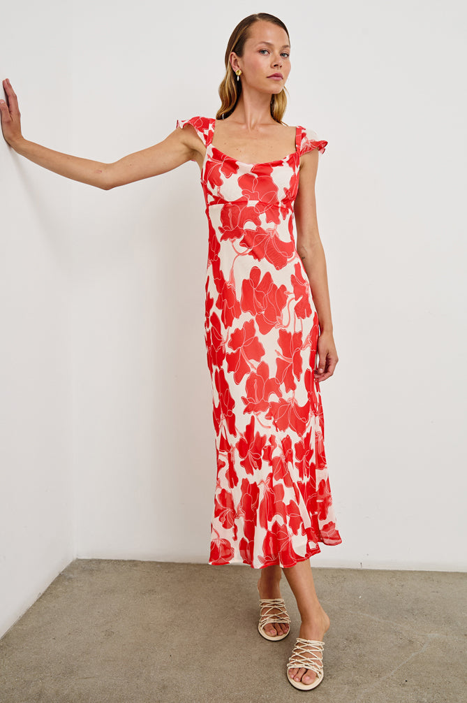 Marigold Dress Scarlet Hibiscus - JoeyRae