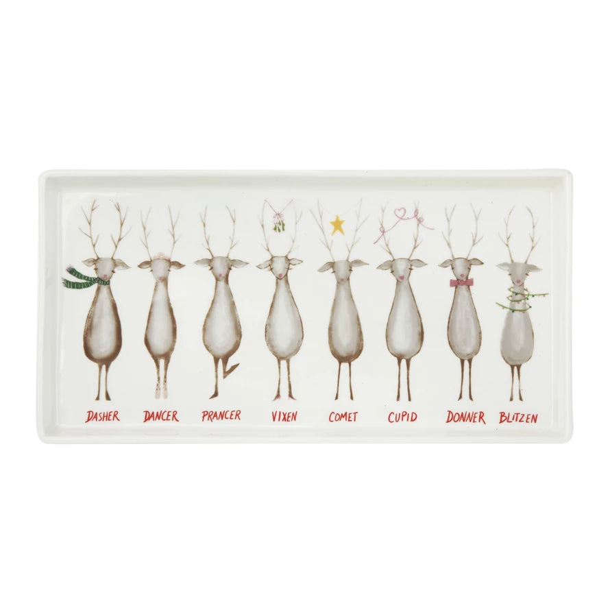 Santa's Reindeer Stoneware Platter - JoeyRae