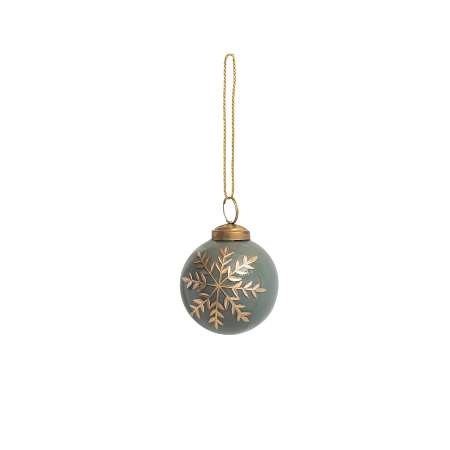 Snowflake Etched Glass Ball Ornament - JoeyRae