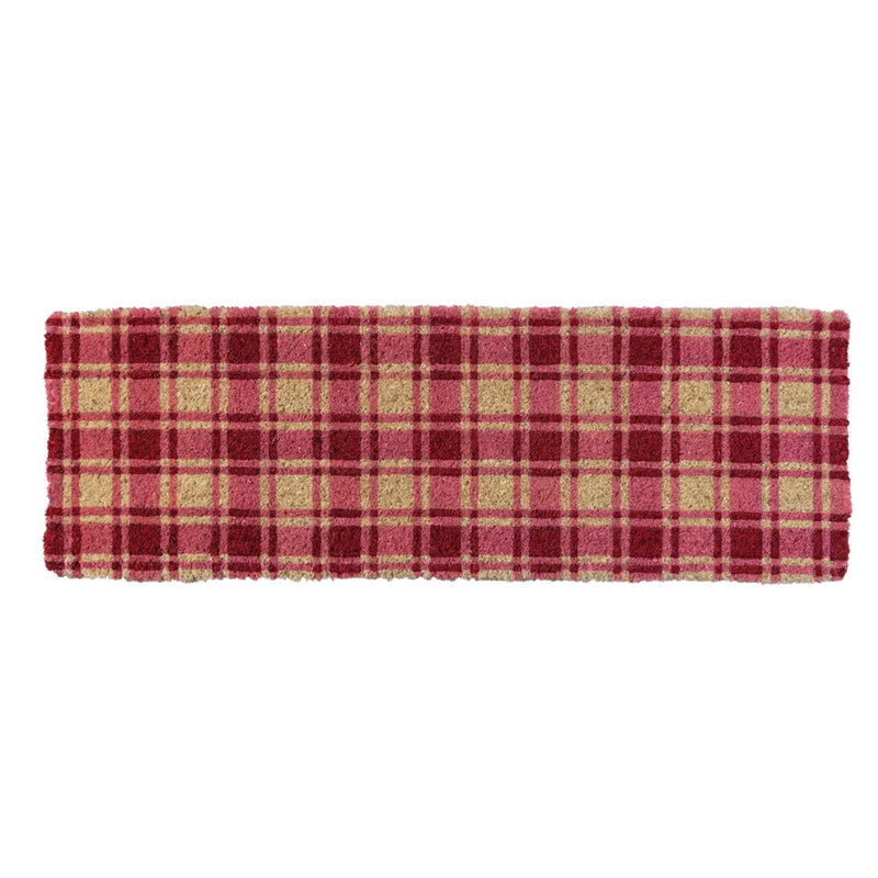 Red & Pink Plaid Natural Coir Double Doormat - JoeyRae