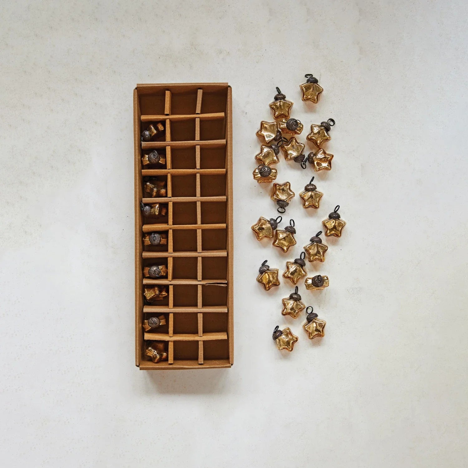 Gold Glass Set Star Ornaments