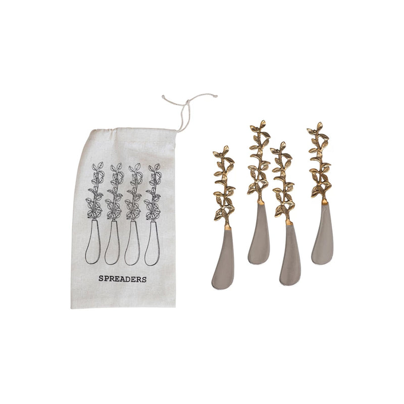 Leaves Stainless Steel & Brass Canape Knife Set - JoeyRae