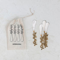 Leaves Stainless Steel & Brass Canape Knife Set - JoeyRae