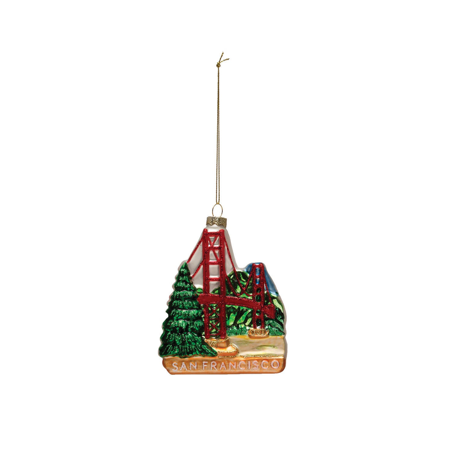 Hand-Painted Glass Golden Gate Bridge Ornament - JoeyRae