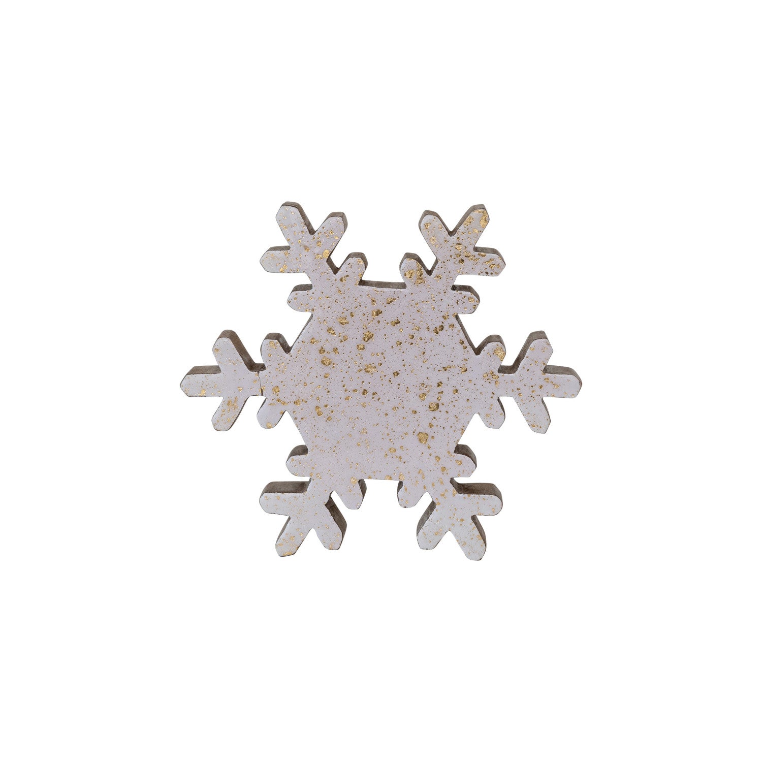 Small Cream & Natural Enameled Mango Wood Snowflake - JoeyRae
